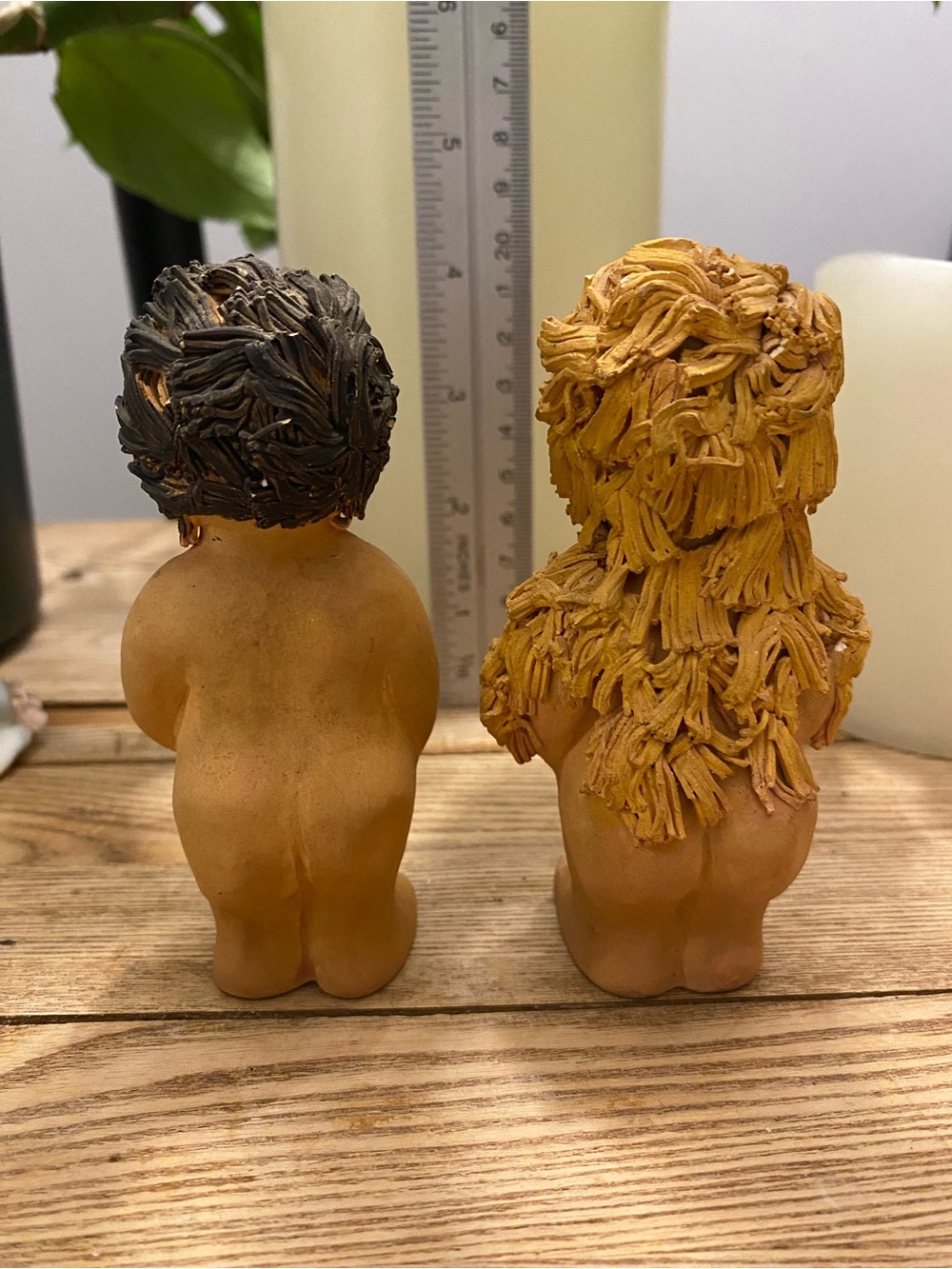 Vintage Adam & Eve Novelty Salt & Pepper Shakers - Clay Terracotta Japan